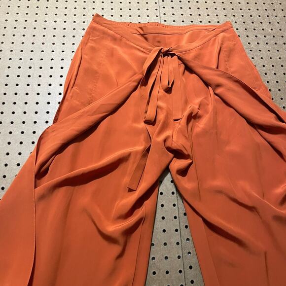 Chloe Pants Womens Size 30 US / 40 EU Amber Rose Pure Silk Slit Wide Leg Modern - Picture 5 of 12